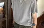 Short-Sleeve Contrast Stitching Ribbed Polo Shirt