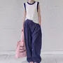 Sleeveless Crewneck Two Tone Knit Top