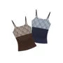 Square-Neck Plaid Color-Block Slim-Fit Camisole Top
