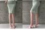 High Waist Plain Sheer Ruffled-Trim Mini Pencil Skirt