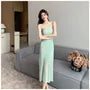 Spaghetti Strap Scoop Neck Plain Knit Maxi Sheath Dress