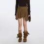 High Waist Leopard Asymmetric Hem Mini Skirt