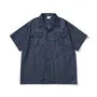 Oversized Striped Cuban-Collar Shirt with Dual-Pocket
