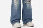 Mid Rise Washed Distressed Wide Leg Jeans