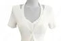 Set: Halter Neck Plain Crop Camisole Top + Short-Sleeve V-Neck Button Top