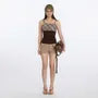 Square-Neck Plaid Color-Block Slim-Fit Camisole Top