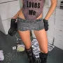 Low Waist Washed Asymmetric Denim Hot Pants