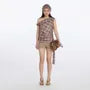 Cowl Neck Plaid Distressed Tank Top