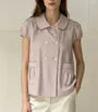 Puff Sleeve Doll Collar Plaid Loose-Fit Blouse