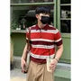 Short-Sleeve Striped Knit Polo Shirt