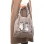 Cat Water Repellent Embroidery Tote Bag M Size Brown