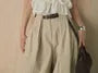 Short-Sleeve Scoop Neck Plain Ruched Blouse