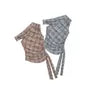 Cowl Neck Plaid Distressed Tank Top