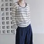 Set: Long-Sleeve Striped Top + Halter Neck Crop Top