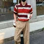 Short-Sleeve Striped Knit Polo Shirt