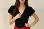 Puff Sleeve V-Neck Polka Dot Slim-Fit Mini A-Line Dress