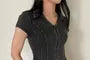 Short-Sleeve Collared Washed Zip Crop Top