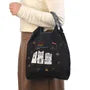 Cat Water Repellent Embroidery Tote Bag M Size Black