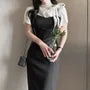 Short-Sleeve Bow Accent Asymmetrical Plain Blouse