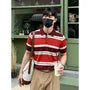Short-Sleeve Striped Knit Polo Shirt