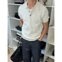 Short-Sleeve Plain Knit Polo Top