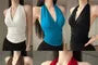 Halter V-Neck Plain Slim-Fit Tank Top