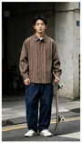 Button-Detail Striped Overfit Shirt