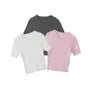 Short Sleeve V-Neck Plain Slim-Fit Knit Top