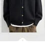 Crewneck Button-Up Plain Cardigan