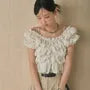 Short-Sleeve Scoop Neck Plain Ruched Blouse