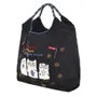 Cat Water Repellent Embroidery Tote Bag M Size Black