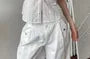 Short-Sleeve Off Shoulder Embroidered Mock Two Piece Blouse