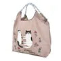 Cat Water Repellent Embroidery Tote Bag M Size Brown