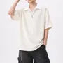 Mock Two-Piece Short-Sleeve Contrast Collar Half-Zip Polo Shirt