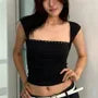 Square-Neck Studded Ruched Slim-Fit Tank Top