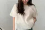 Puff Sleeve Round Neck Plain Blouse