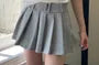 High Waist Plain Pleated Mini Skirt