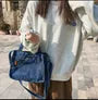 Denim Top Handle Crossbody Bag
