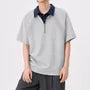 Short-Sleeve Contrast Collar Half-Zip Polo Shirt