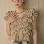 Short-Sleeve Scoop Neck Plain Ruched Blouse