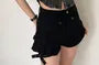 Short-Sleeve Collared Washed Zip Crop Top