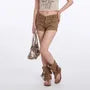 Low Waist Button Detail Plain Slim-Fit Shorts