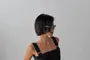 Set: Sleeveless Square Neck Plain Crop Top + Elastic Waist Plain Mini A-Line Skirt