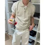 Short-Sleeve Plain Knit Polo Top