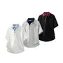 Short-Sleeve Contrast Collar Half-Zip Polo Shirt