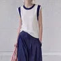 Sleeveless Crewneck Two Tone Knit Top
