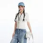 Short Sleeve V-Neck Plain Slim-Fit Knit Top