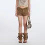 Low Waist Button Detail Plain Slim-Fit Shorts