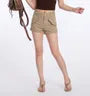 High Waist Plain Slim-Fit Cargo Shorts