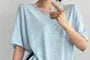 Short-Sleeve Round Neck Plain Slit T-Shirt